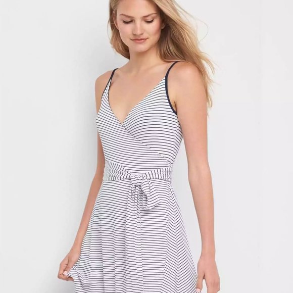 NWT Gap Cami Wrap Midi Stripe Dress - Large Tall - Picture 1 of 7